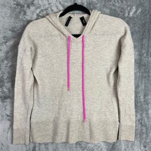 Aqua Cashmere Hoodie Womens M Beige Long Sleeve Pullover Sweater Quiet Luxury